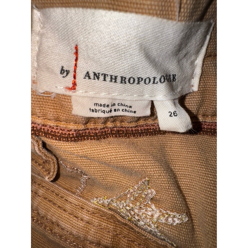Anthropologie The wanderer embroidered cargo pants tan boho mid rise size 26" - Picture 7 of 12